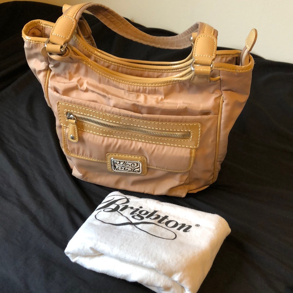 Brighton Handbag microfiber tan/taupe recently cleaned